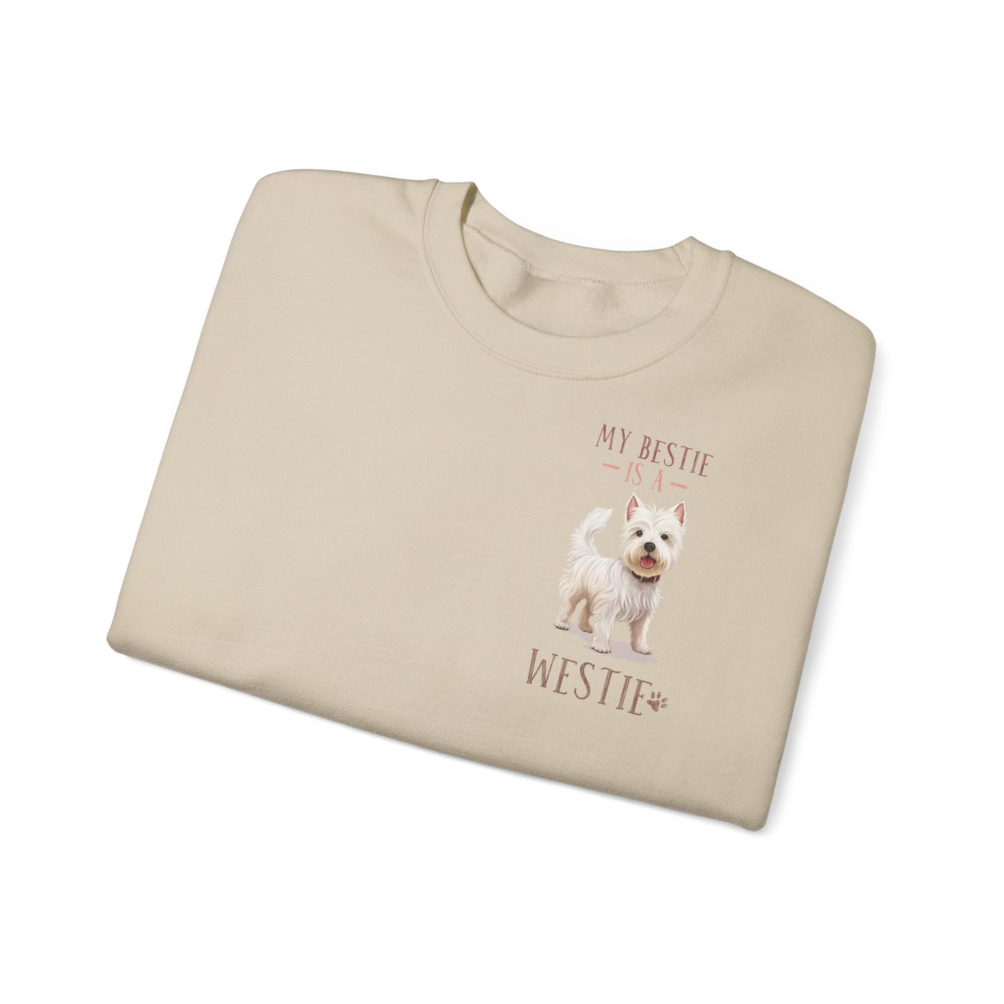 Backprint Heavy Blend™ Crewneck Sweatshirt "My Bestie is a Westie" - PAWZLOVE