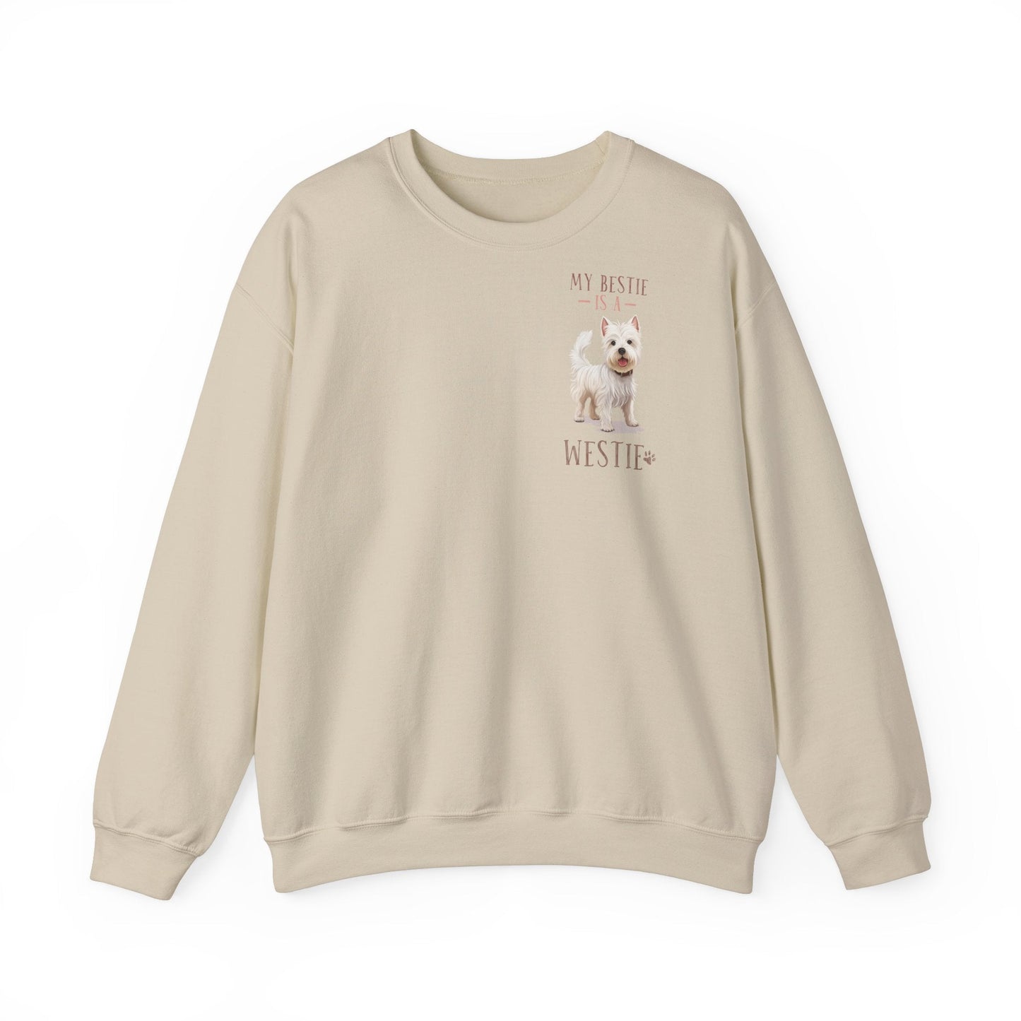 Backprint Heavy Blend™ Crewneck Sweatshirt "My Bestie is a Westie" - PAWZLOVE