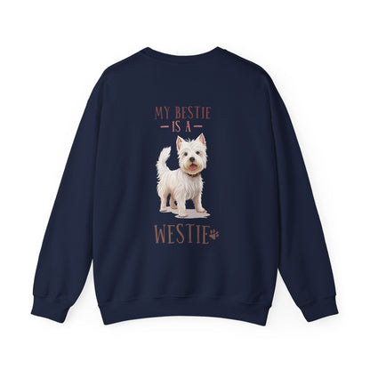 Backprint Heavy Blend™ Crewneck Sweatshirt "My Bestie is a Westie" - PAWZLOVE