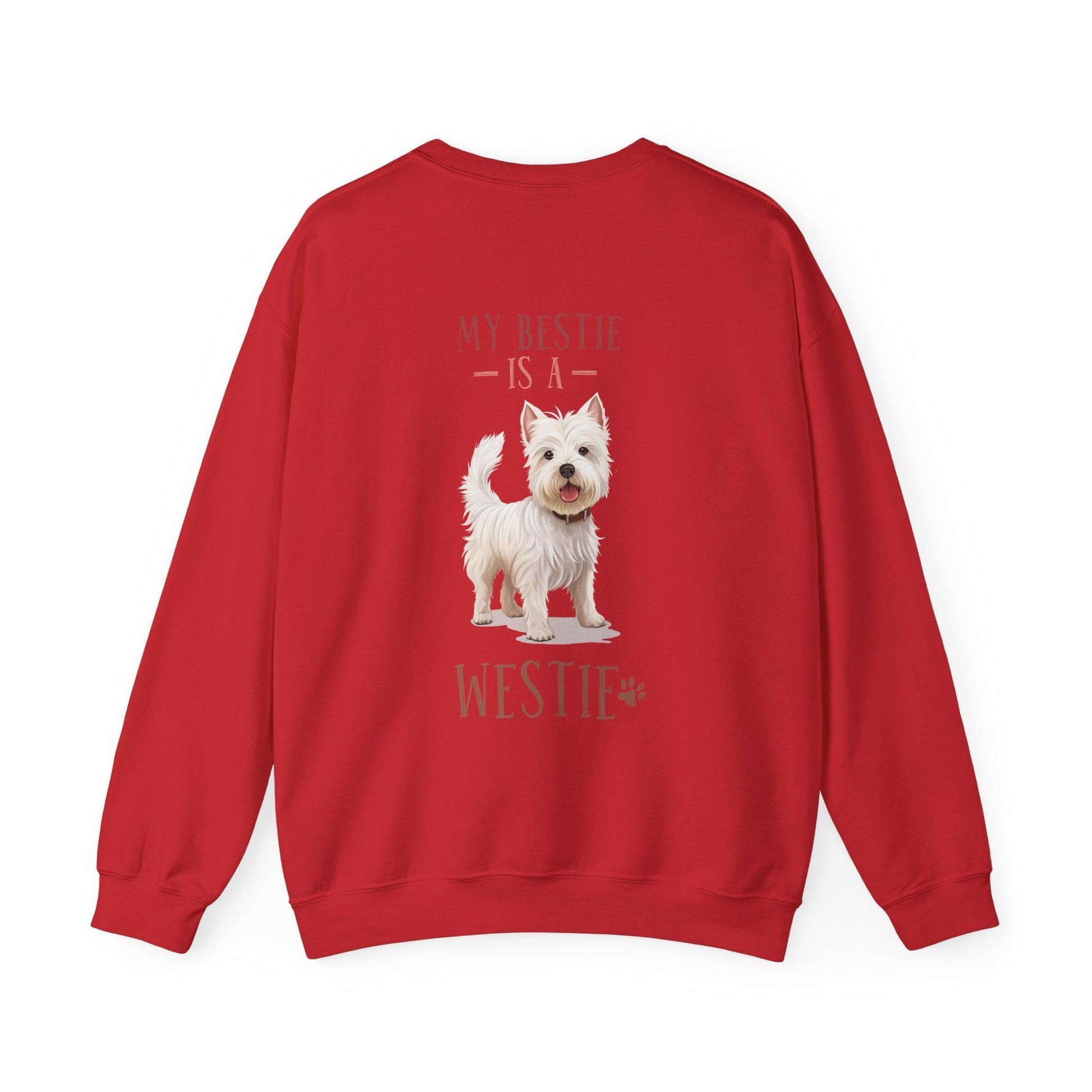 Backprint Heavy Blend™ Crewneck Sweatshirt "My Bestie is a Westie" - PAWZLOVE