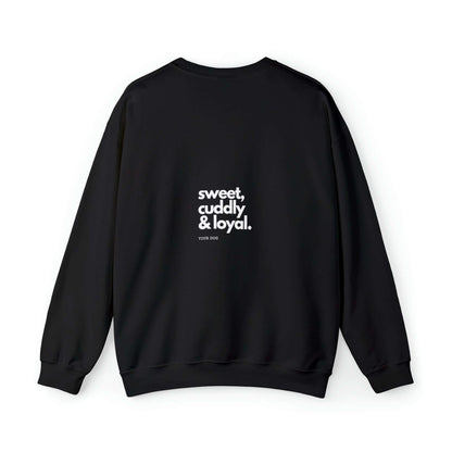 Backprint Heavy Blend™ Crewneck Sweatshirt "Sweet, cuddly & loyal" - PAWZLOVE