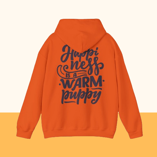 Backprint Heavy Blend™ Hooded Sweatshirt "Happiness" - PAWZLOVE