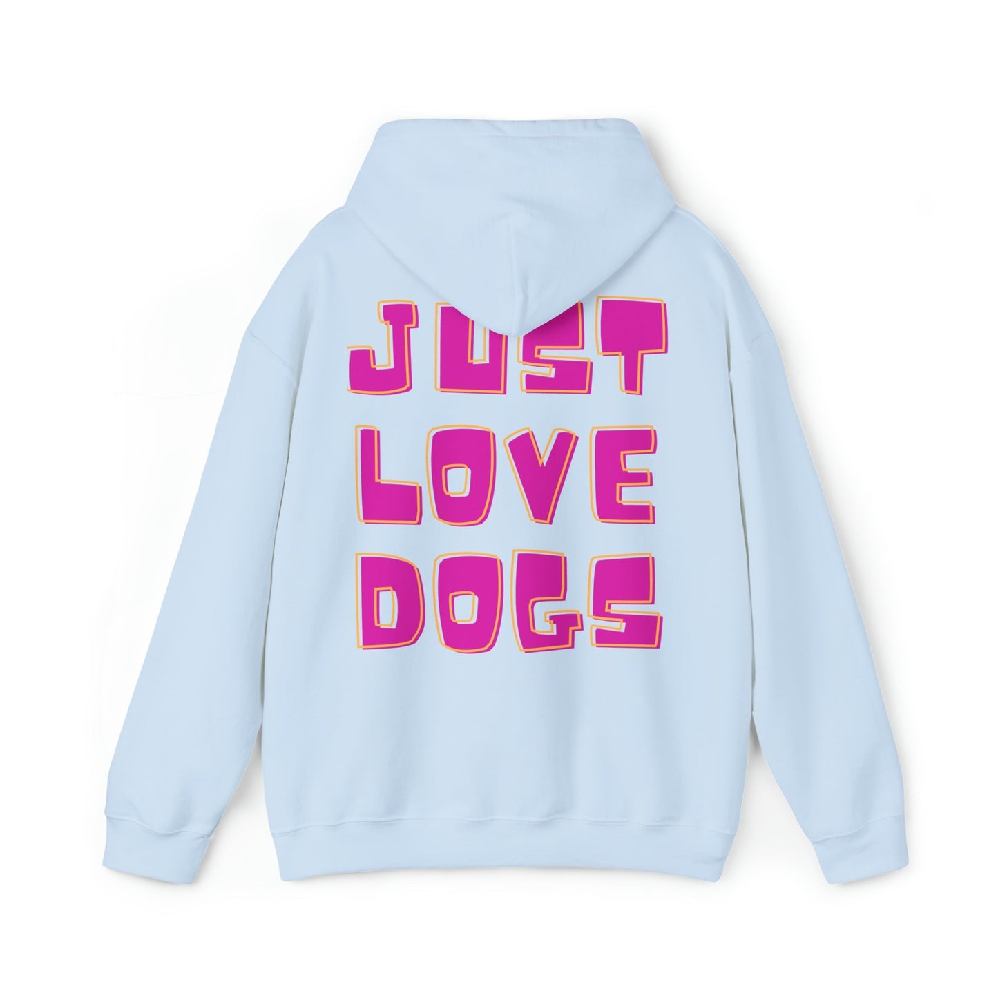 Backprint Heavy Blend™ Hooded Sweatshirt "JUST LOVE DOGS" - PAWZLOVE