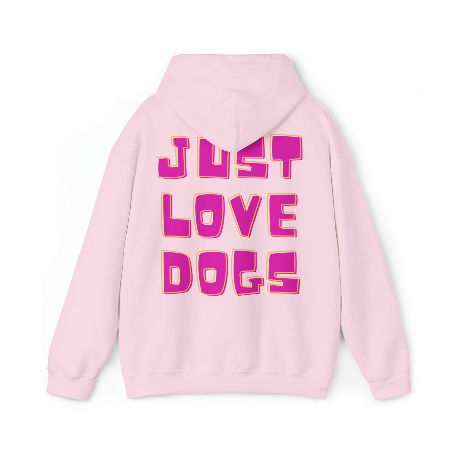 Backprint Heavy Blend™ Hooded Sweatshirt "JUST LOVE DOGS" - PAWZLOVE