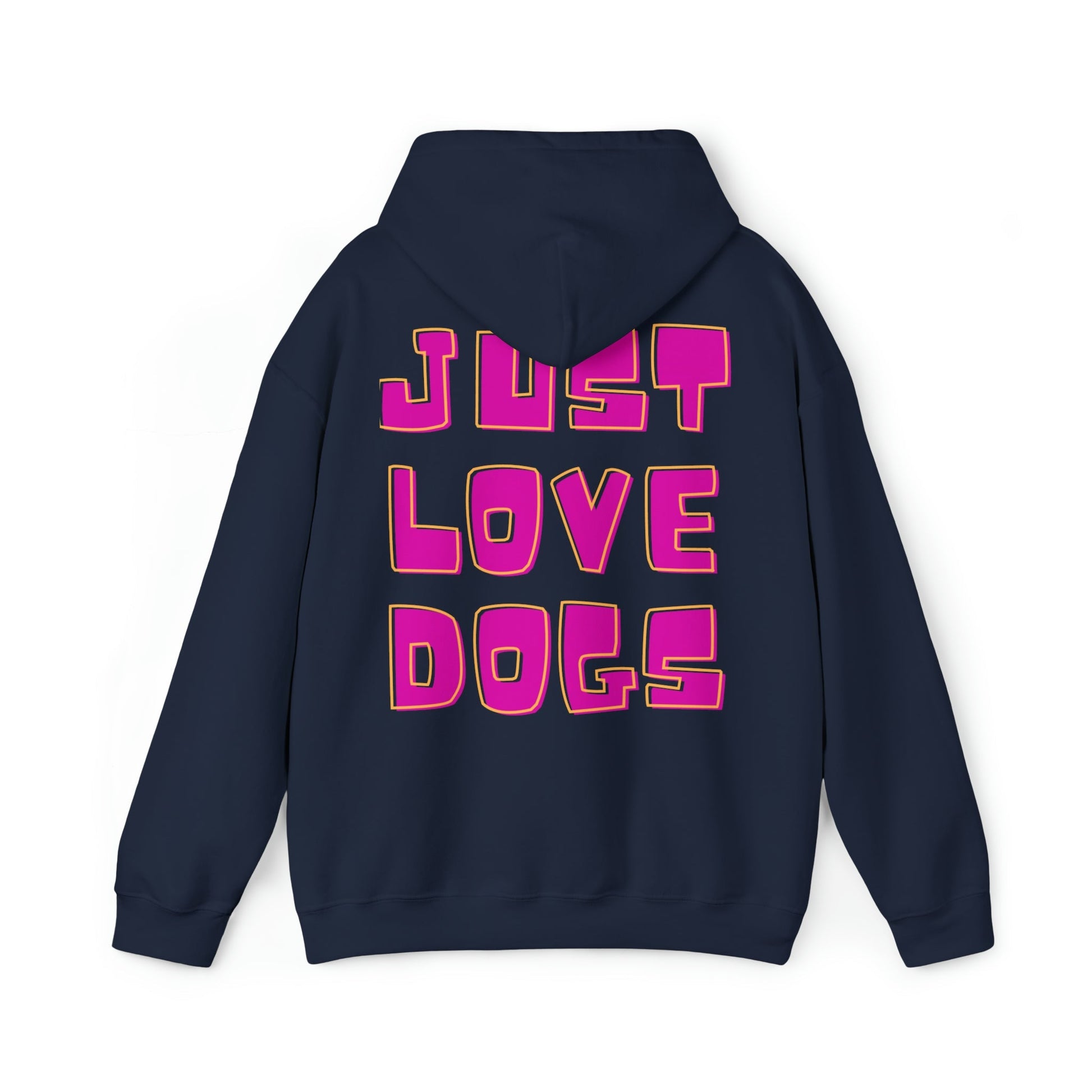 Backprint Heavy Blend™ Hooded Sweatshirt "JUST LOVE DOGS" - PAWZLOVE