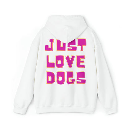 Backprint Heavy Blend™ Hooded Sweatshirt "JUST LOVE DOGS" - PAWZLOVE