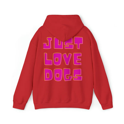 Backprint Heavy Blend™ Hooded Sweatshirt "JUST LOVE DOGS" - PAWZLOVE