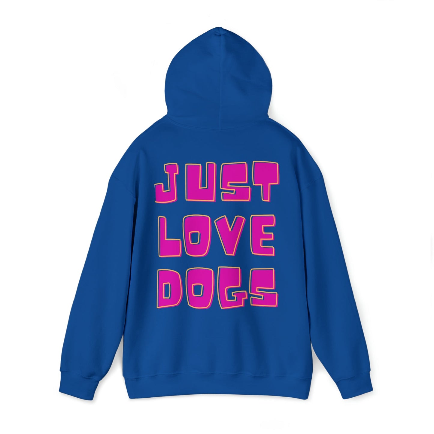 Backprint Heavy Blend™ Hooded Sweatshirt "JUST LOVE DOGS" - PAWZLOVE