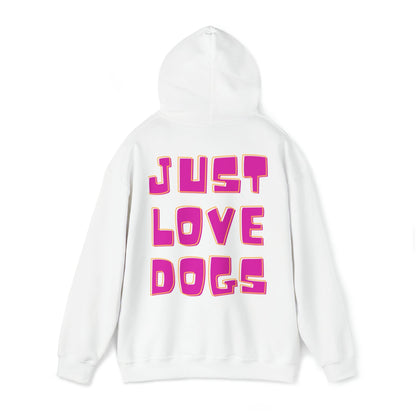 Backprint Heavy Blend™ Hooded Sweatshirt "JUST LOVE DOGS" - PAWZLOVE