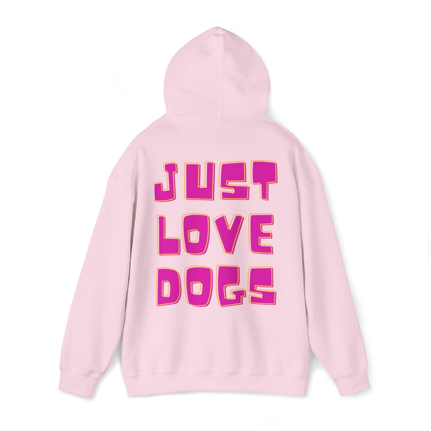 Backprint Heavy Blend™ Hooded Sweatshirt "JUST LOVE DOGS" - PAWZLOVE