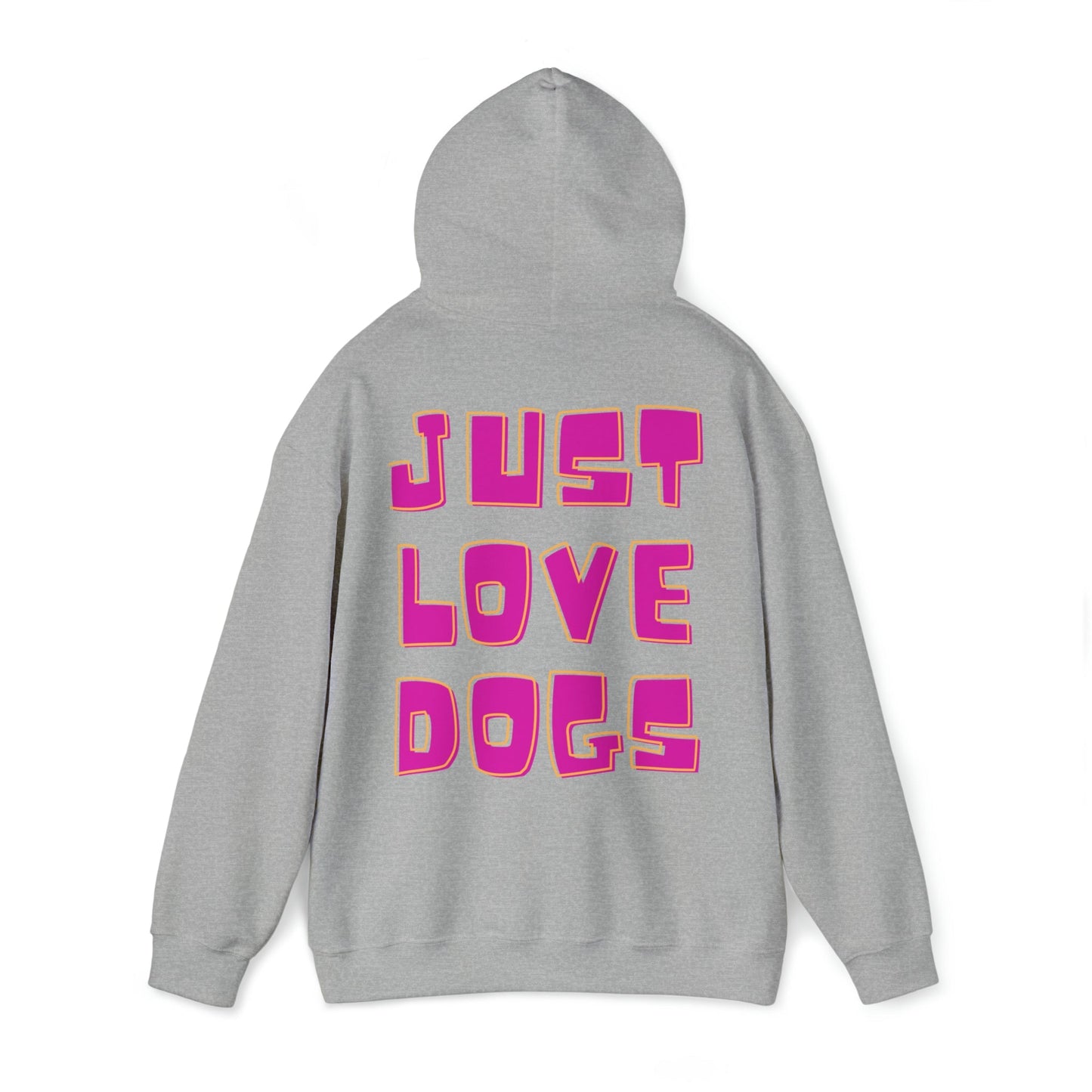 Backprint Heavy Blend™ Hooded Sweatshirt "JUST LOVE DOGS" - PAWZLOVE