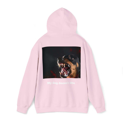 Backprint Heavy Blend™ Hooded Sweatshirt "My dog doesn't bite" - PAWZLOVE