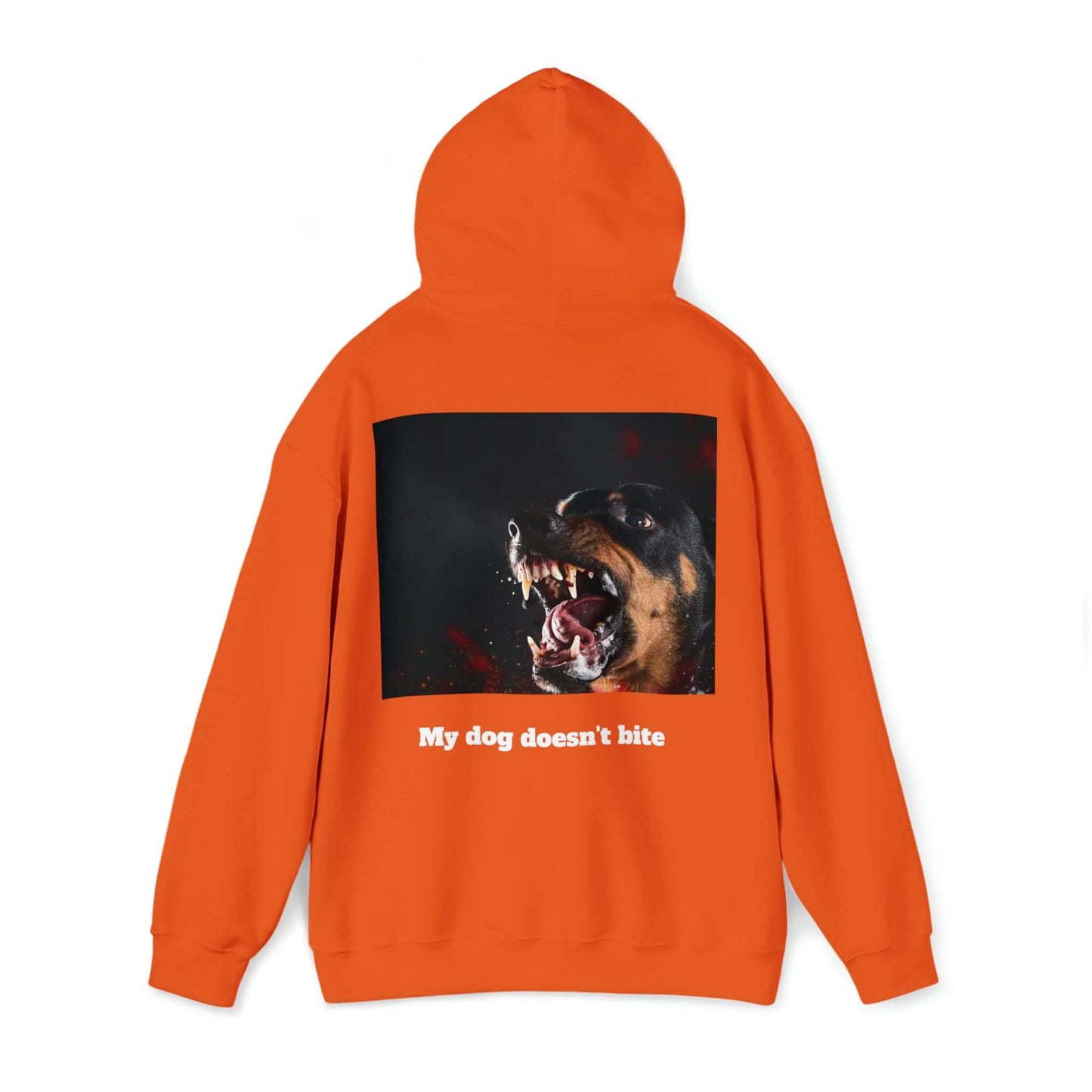 Backprint Heavy Blend™ Hooded Sweatshirt "My dog doesn't bite" - PAWZLOVE