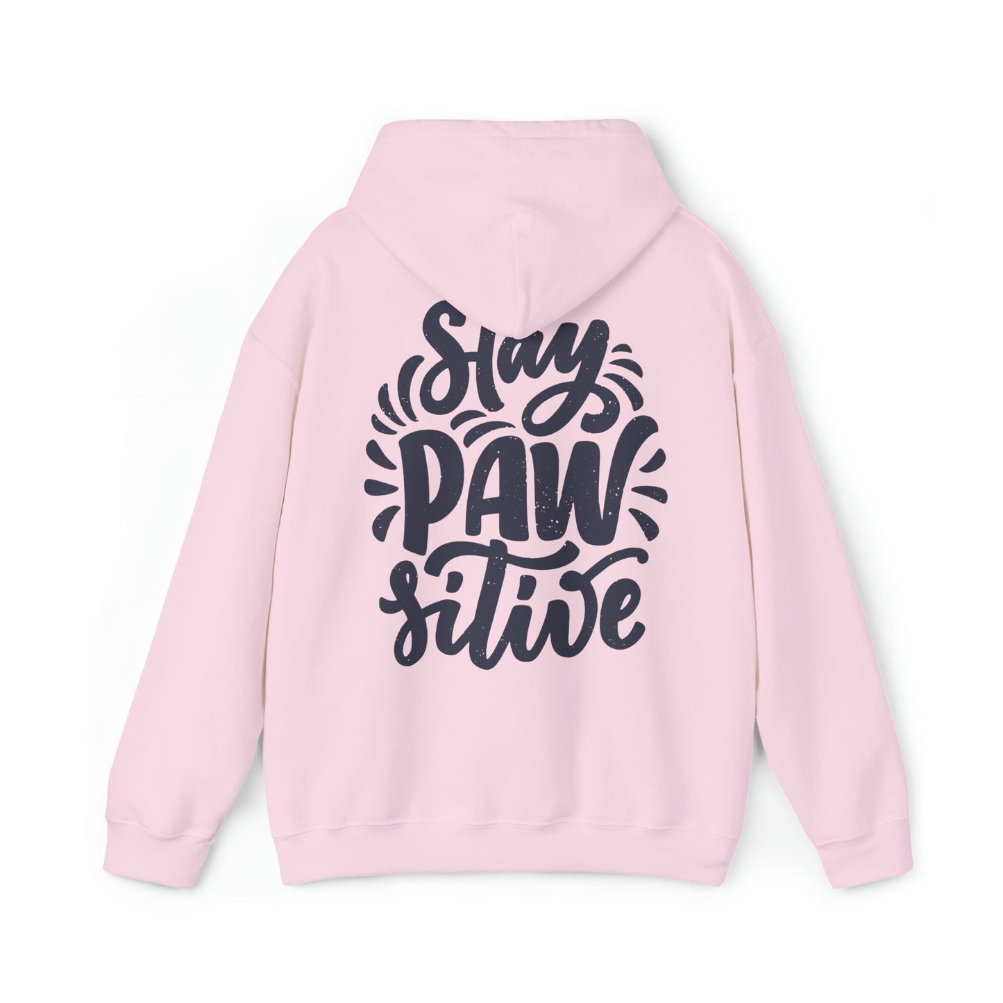 Backprint Heavy Blend™ Hooded Sweatshirt "Stay Pawsitive" - PAWZLOVE