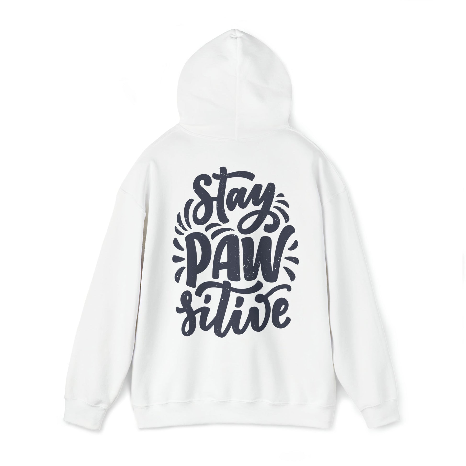 Backprint Heavy Blend™ Hooded Sweatshirt "Stay Pawsitive" - PAWZLOVE