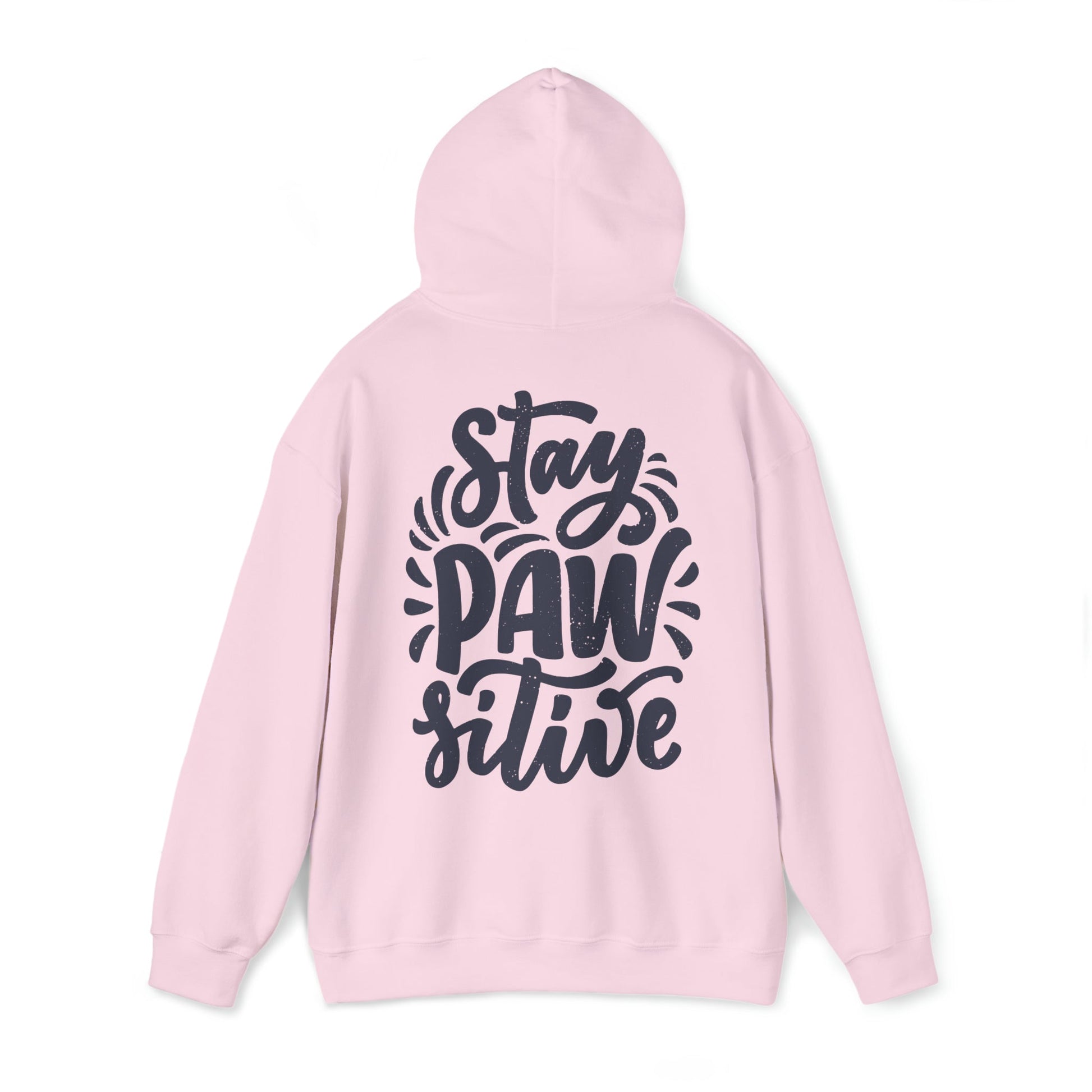 Backprint Heavy Blend™ Hooded Sweatshirt "Stay Pawsitive" - PAWZLOVE