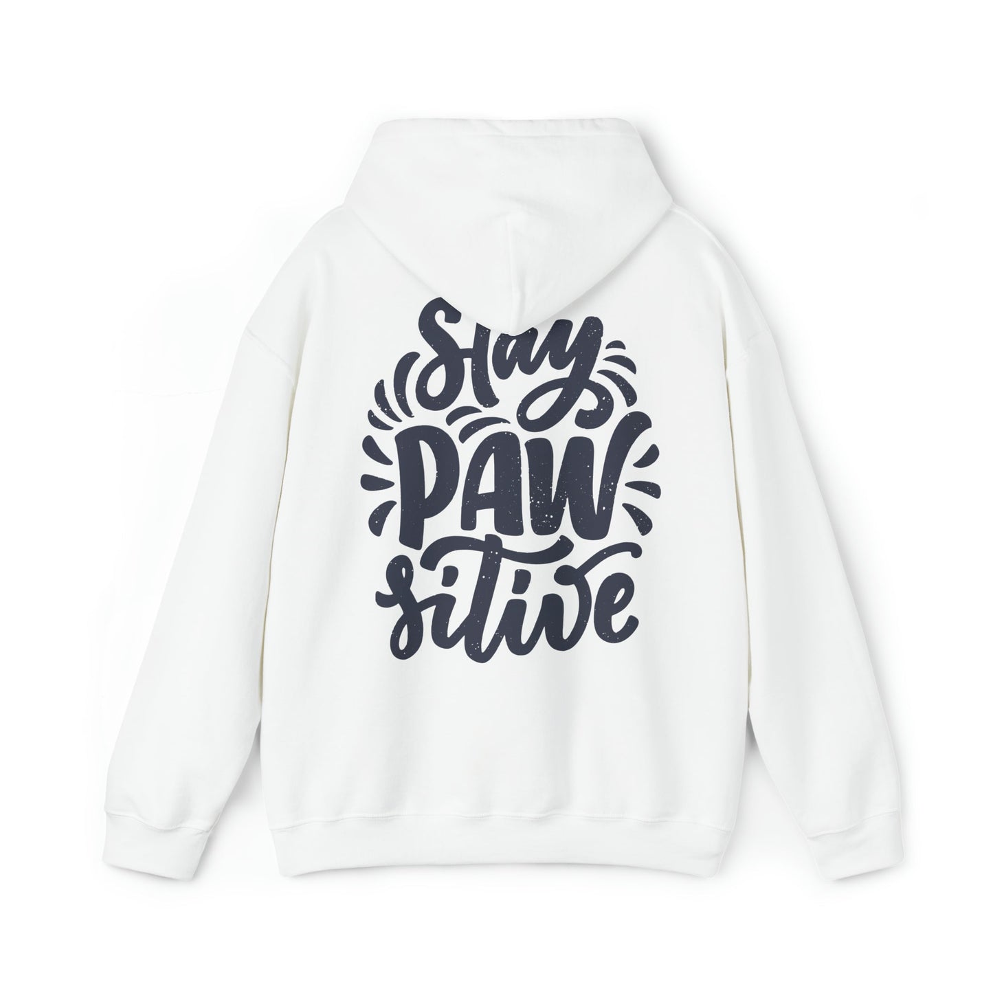 Backprint Heavy Blend™ Hooded Sweatshirt "Stay Pawsitive" - PAWZLOVE