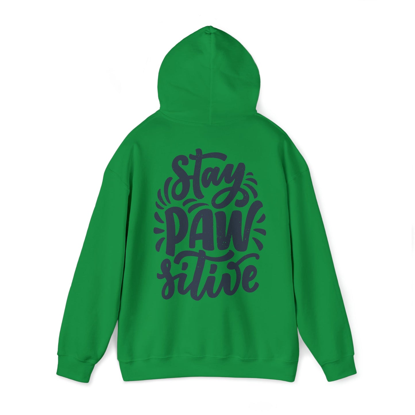 Backprint Heavy Blend™ Hooded Sweatshirt "Stay Pawsitive" - PAWZLOVE