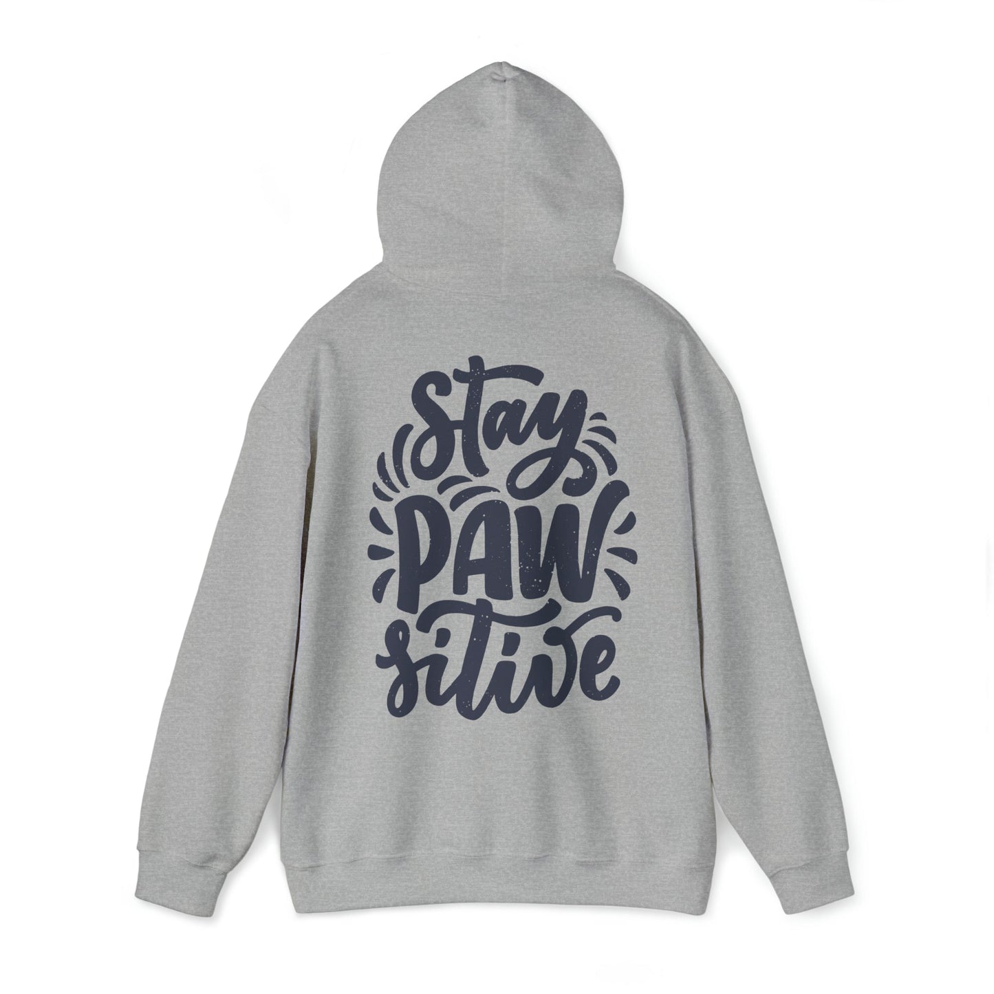 Backprint Heavy Blend™ Hooded Sweatshirt "Stay Pawsitive" - PAWZLOVE