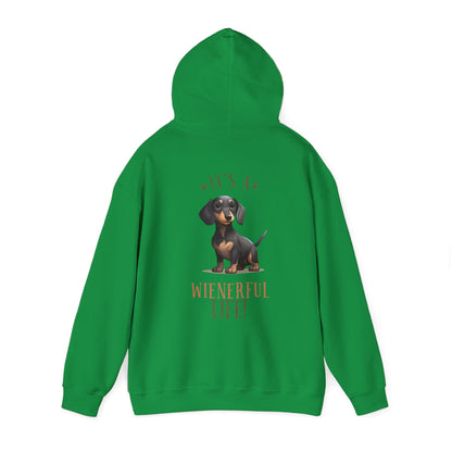 Backprint Heavy Blend™ Hooded Sweatshirt "Wienerful Life" - PAWZLOVE