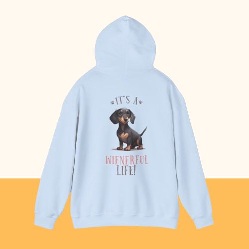 Backprint Heavy Blend™ Hooded Sweatshirt "Wienerful Life" - PAWZLOVE