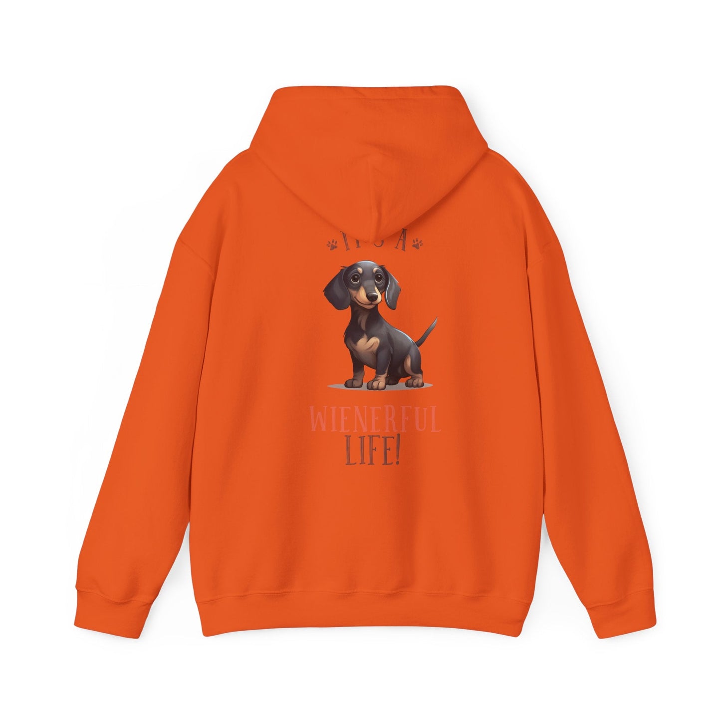 Backprint Heavy Blend™ Hooded Sweatshirt "Wienerful Life" - PAWZLOVE