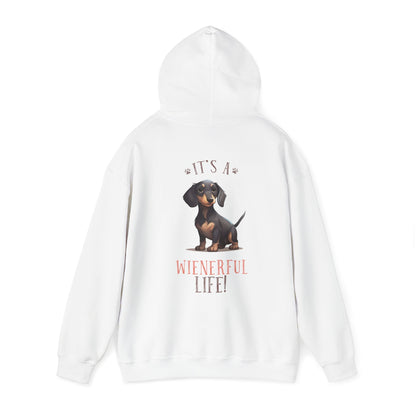 Backprint Heavy Blend™ Hooded Sweatshirt "Wienerful Life" - PAWZLOVE