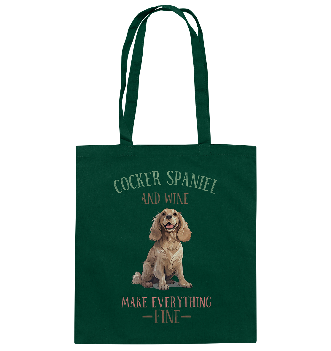 Baumwolltasche "Cocker Spaniel" Farbe: Grün| Pawzlove