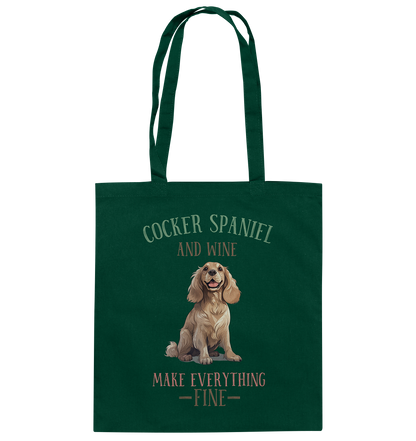 Baumwolltasche "Cocker Spaniel" Farbe: Grün| Pawzlove