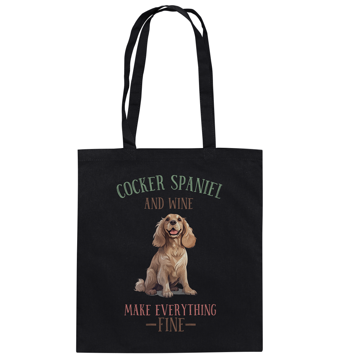 Baumwolltasche "Cocker Spaniel" Farbe: Schwarz| Pawzlove