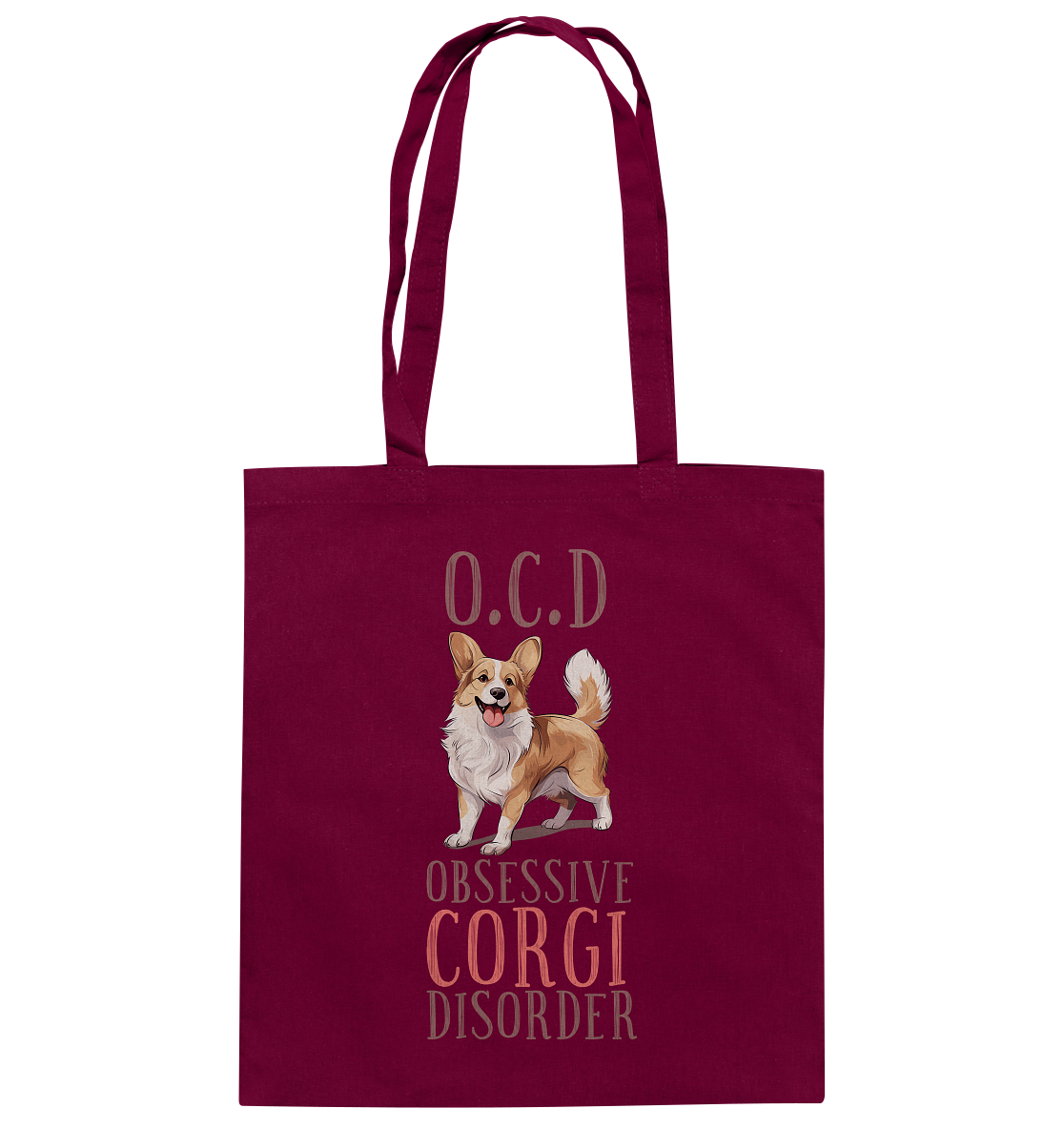 Baumwolltasche "Corgi" Farbe: Burgundy| Pawzlove