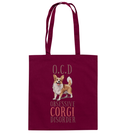 Baumwolltasche "Corgi" Farbe: Burgundy| Pawzlove