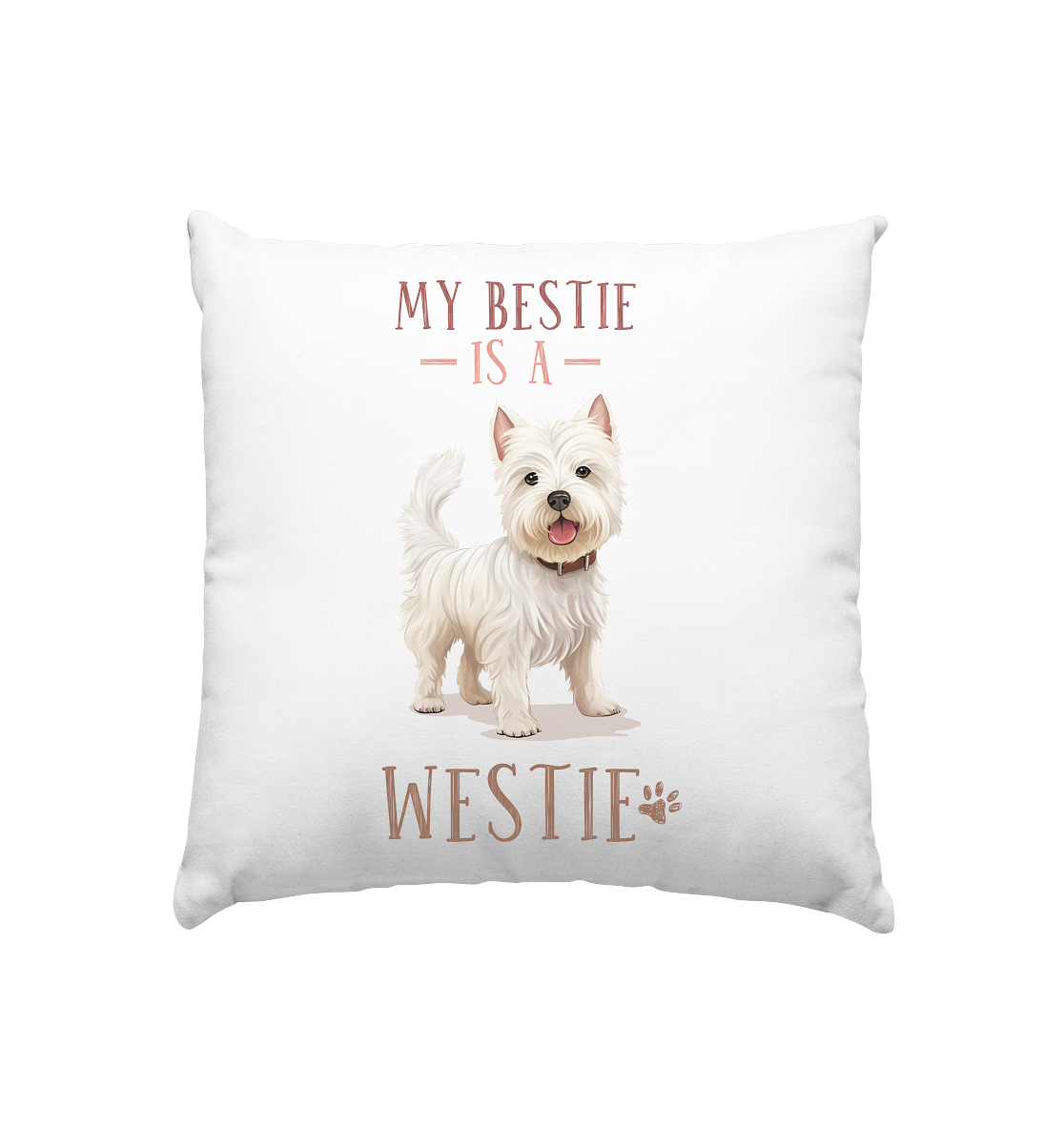 Kissen "Westie" Farbe: Weiß satiniert| Pawzlove