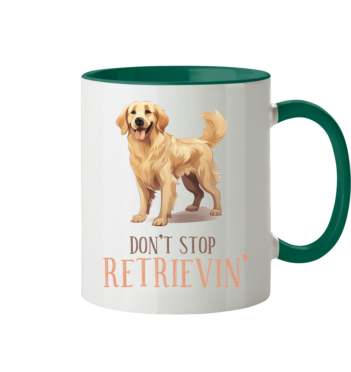 Zweifarbige Tasse "Don't stop Retrievin'"