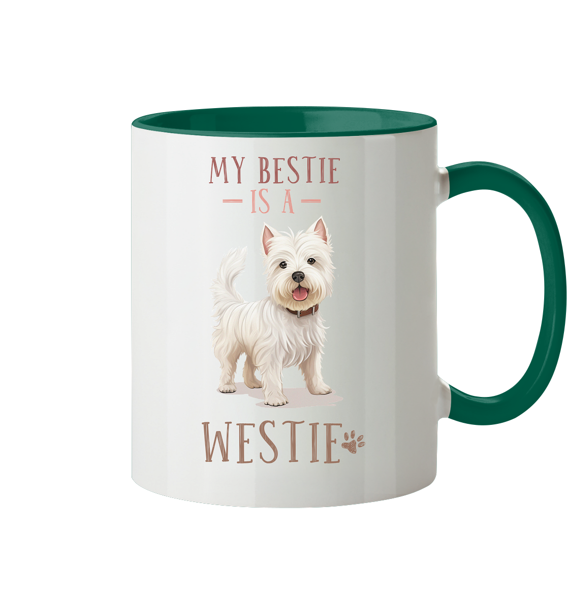 Zweifarbige Tasse "Westie" Farbe: Dunkelgrün| Pawzlove