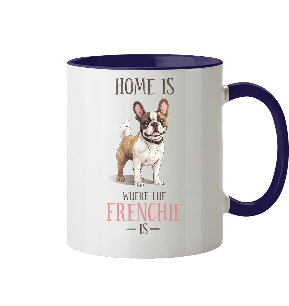 Zweifarbige Tasse "Home is where the Frenchie is" Farbe: Kobaltblau| Pawzlove