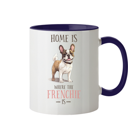 Zweifarbige Tasse "Home is where the Frenchie is" Farbe: Kobaltblau| Pawzlove