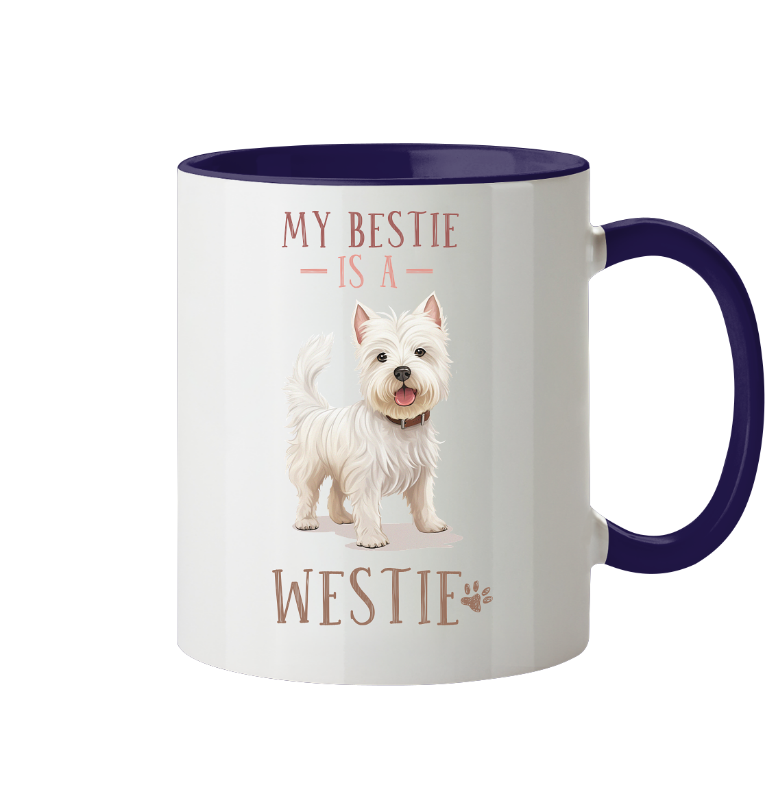 Zweifarbige Tasse "Westie" Farbe: Kobaltblau| Pawzlove