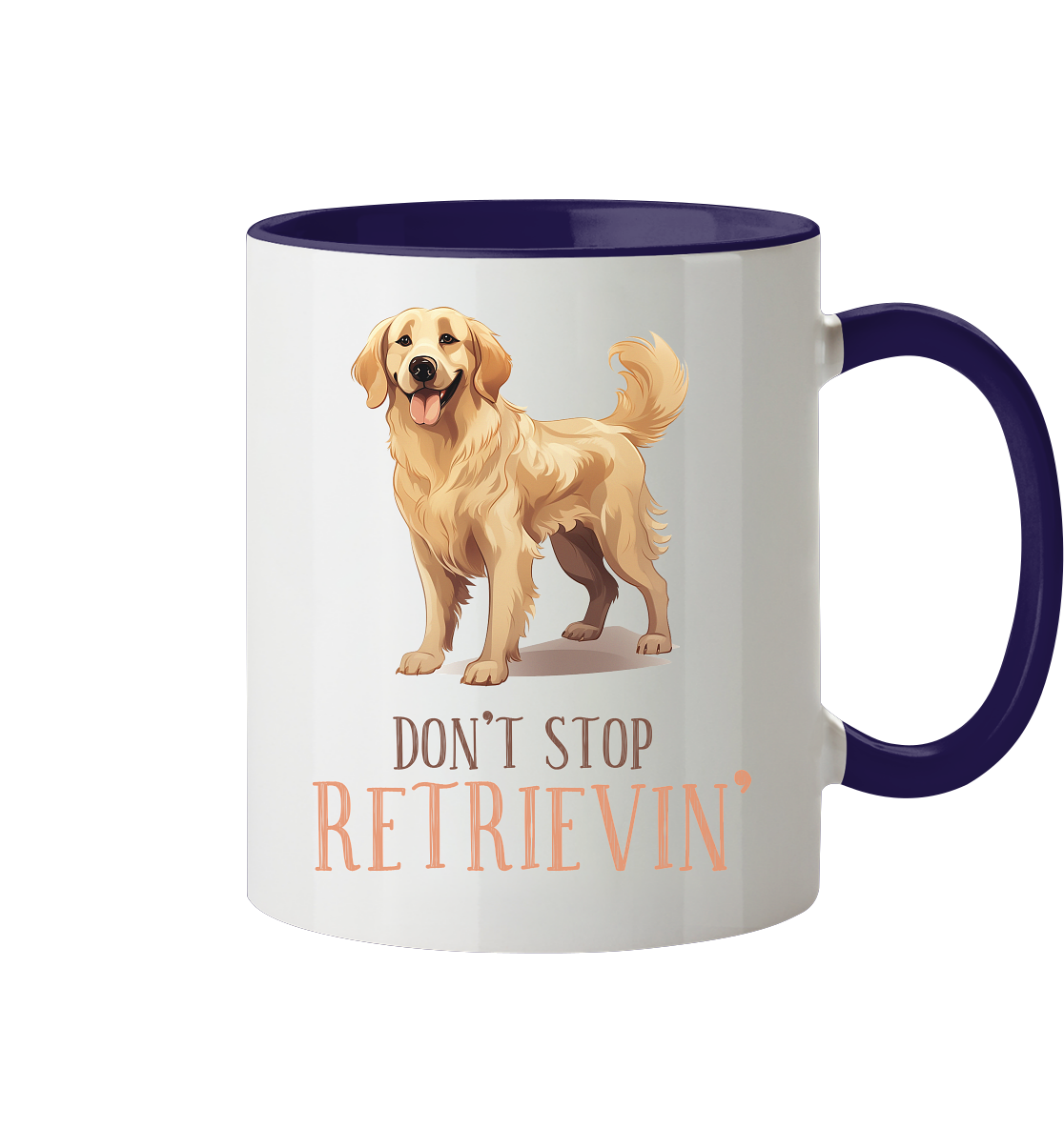 Zweifarbige Tasse "Don't stop Retrievin'"