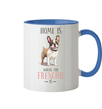 Zweifarbige Tasse "Home is where the Frenchie is" Farbe: Cambridge Blau| Pawzlove