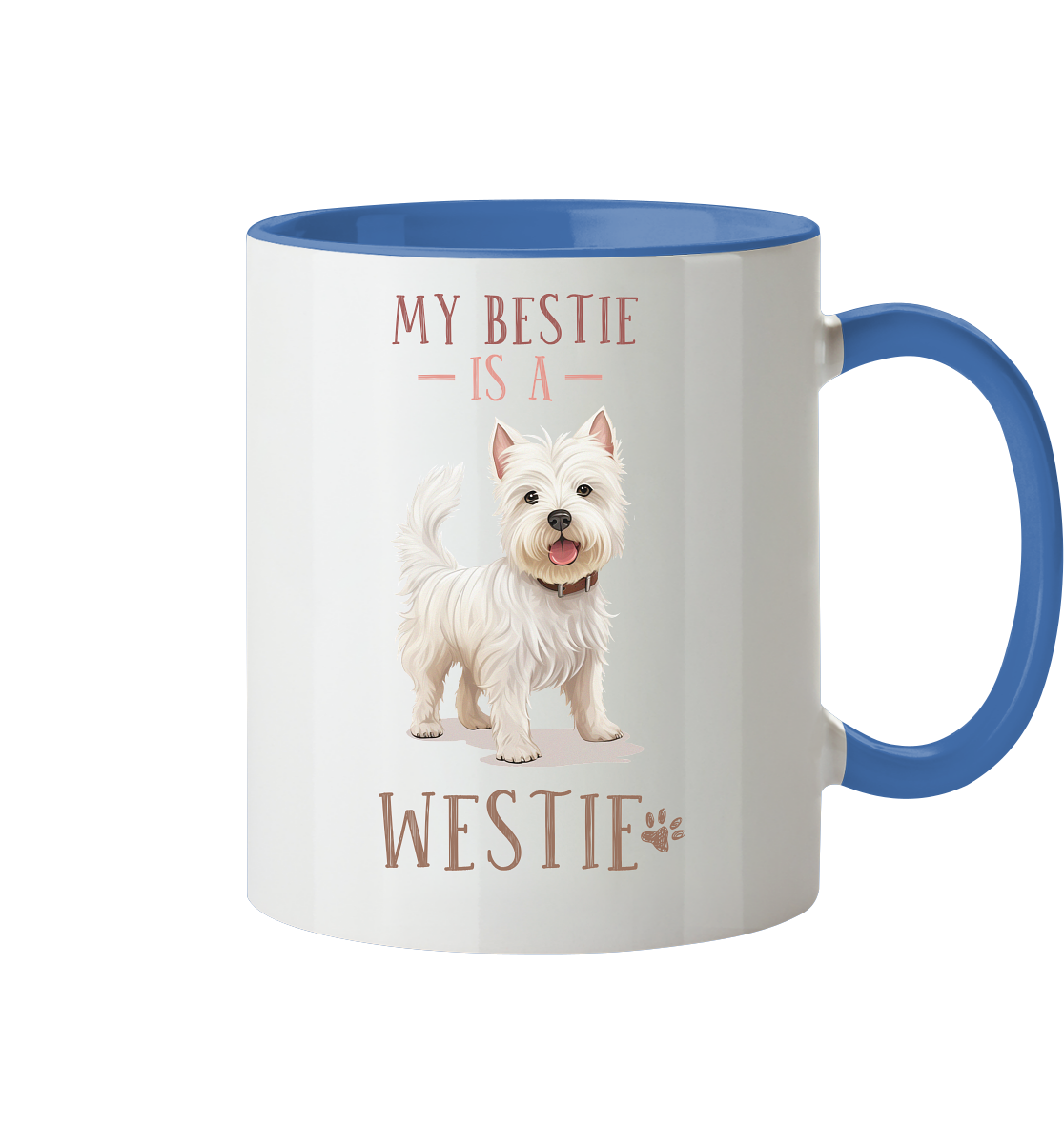 Zweifarbige Tasse "Westie" Farbe: Cambridge Blau| Pawzlove