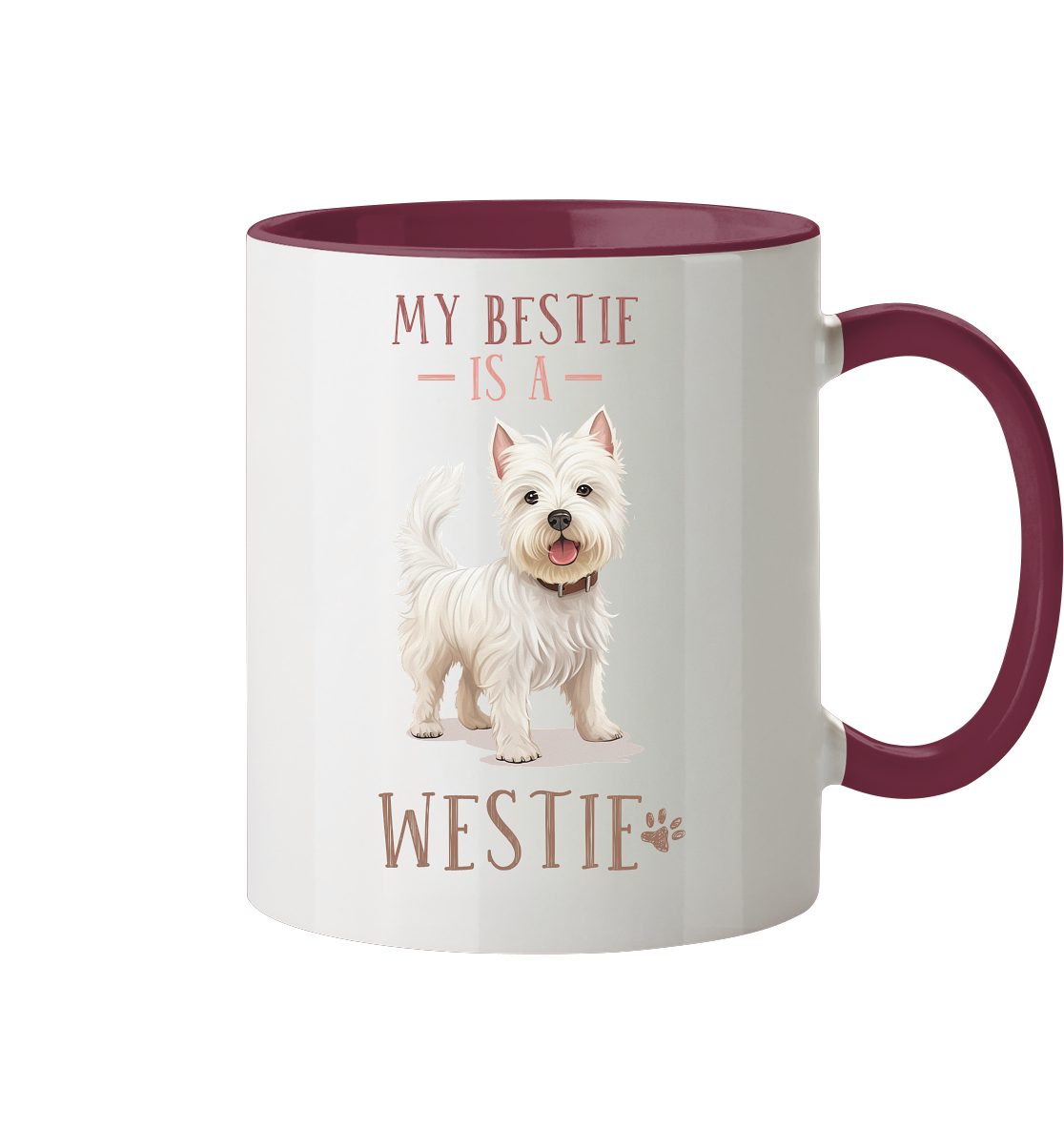 Zweifarbige Tasse "Westie" Farbe: Bordeaux| Pawzlove