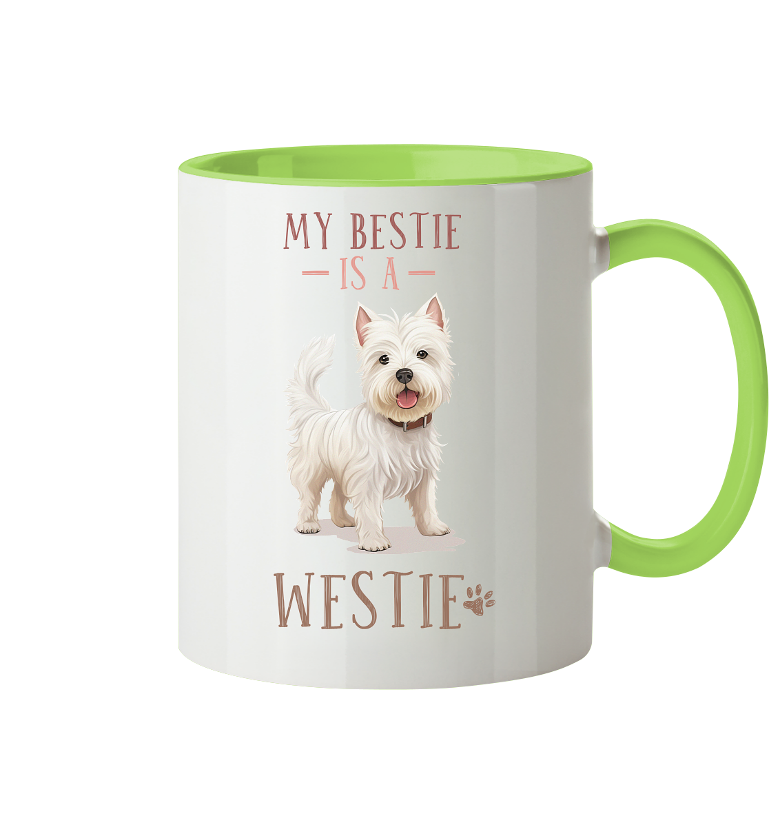 Zweifarbige Tasse "Westie" Farbe: Hellgrün| Pawzlove