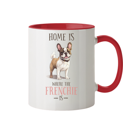 Zweifarbige Tasse "Home is where the Frenchie is" Farbe: Rot| Pawzlove