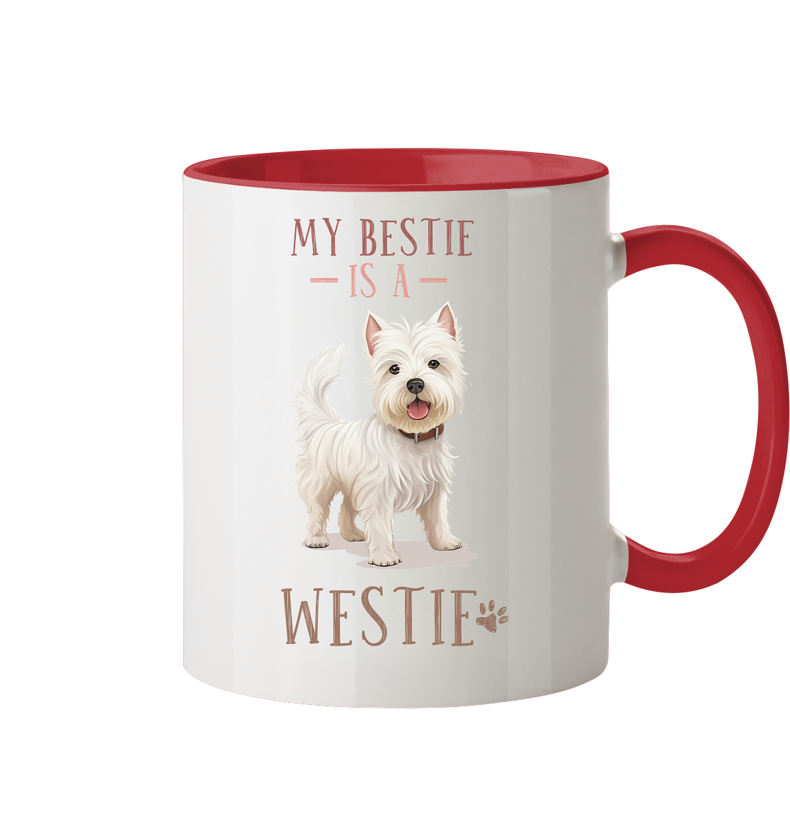 Zweifarbige Tasse "Westie" Farbe: Rot| Pawzlove