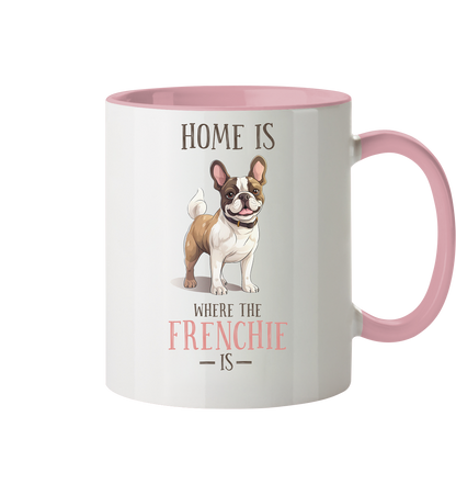 Zweifarbige Tasse "Home is where the Frenchie is" Farbe: Altrosa| Pawzlove