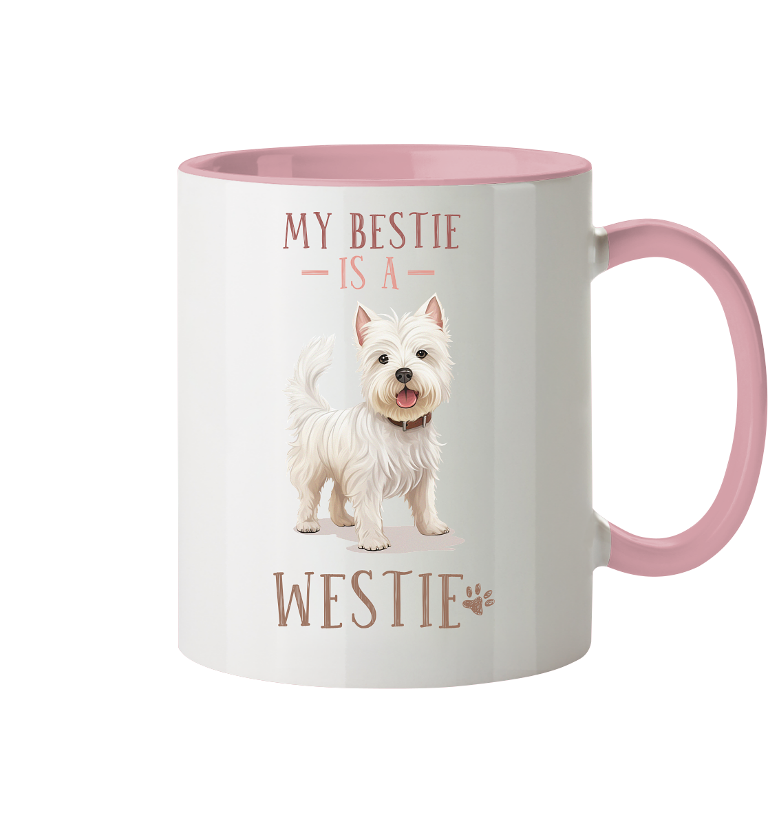 Zweifarbige Tasse "Westie" Farbe: Altrosa| Pawzlove