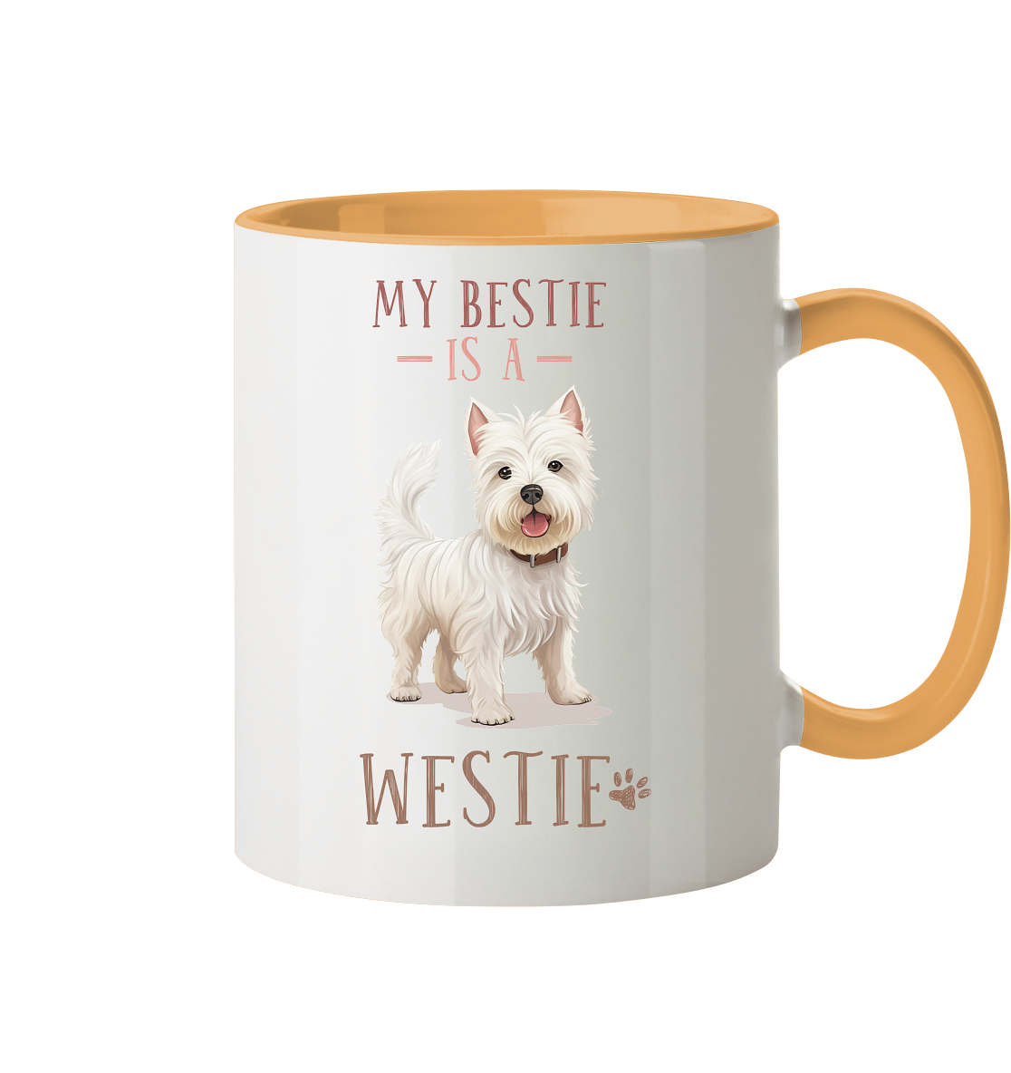 Zweifarbige Tasse "Westie" Farbe: Goldgelb| Pawzlove