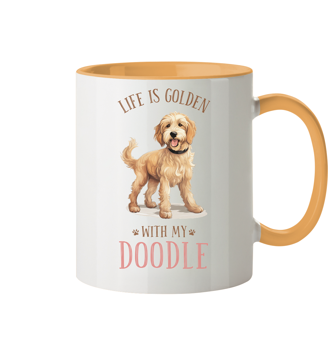 Zweifarbige Tasse "Doodle" Farbe: Goldgelb| Pawzlove