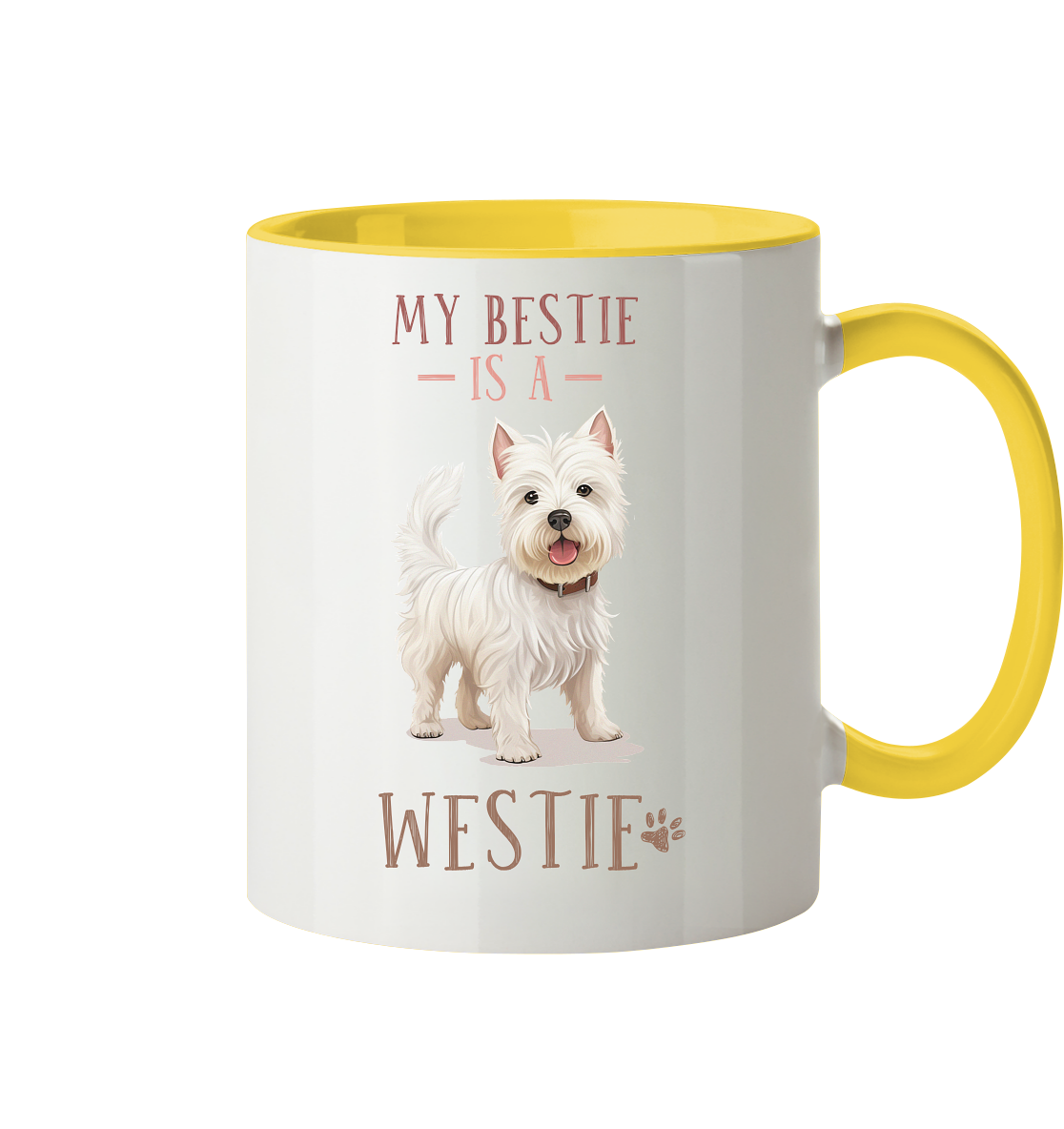 Zweifarbige Tasse "Westie" Farbe: Hellgelb| Pawzlove